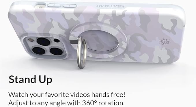 VELVET CAVIAR Compatible with MagSafe Phone Grip - Magnetic Ring Holder with Adjustable Stand - Removable MagSafe Accessories for iPhone 16, 15, 14, 13, 12 (White Camo)