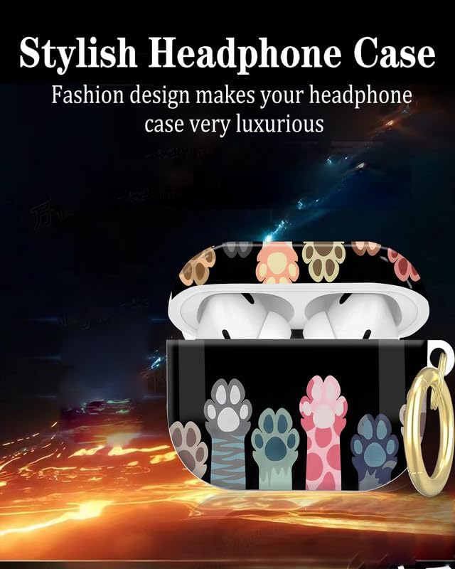 Compatible with AirPod Pro 2nd/1st Generation Case Cover with Key Chain,Full Protective Shockproof Wireless Headphone Case for Airpod Pro 2023/2022/2019(Cute Cat Paw)