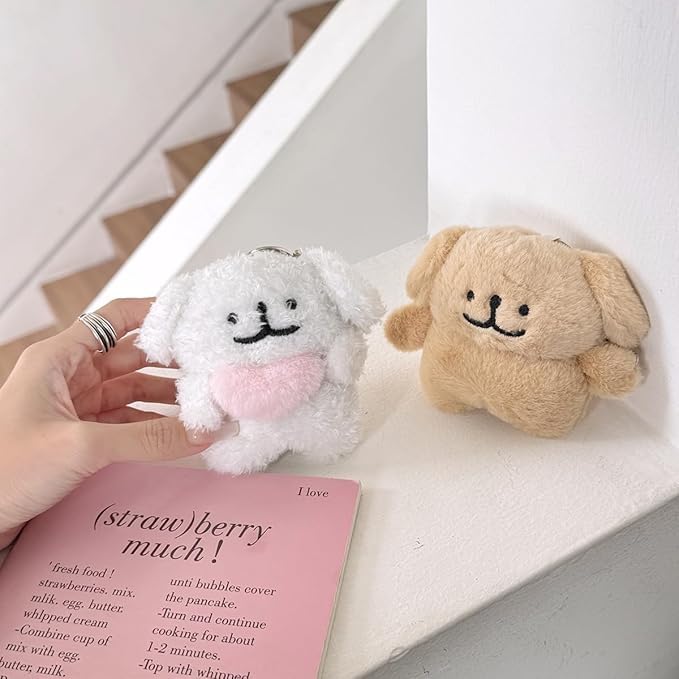 SGVAHY Furry Case for AirPods Pro 3rd Generation, Funny Cute 3D Cartoon Plush Design Puppy Apron Dog Soft Warm Fluffy Cover for Airpods Pro 3 Keychain Anti-Fall Protective Case Women Girls