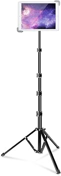 elitehood iPad Tripod Stand, Aluminum Alloy iPad Stand, 360 Rotation Adjustable Height iPad Stand Holder for Floor, Universal Compatible with All 7.9-11 Inch Tablet