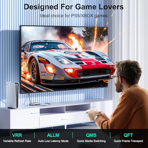 8K HDMI 2.1 Cable Fiber Optic 50FT Long,High Speed 48Gbps,8K@60Hz,eARC