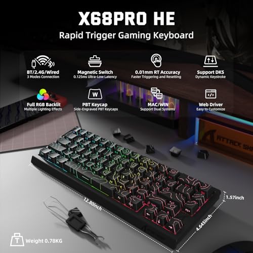 ATTACK SHARK X11 & X68 PRO HE Tri-Mode Wireless Gaming Keyboard Mouse Combo