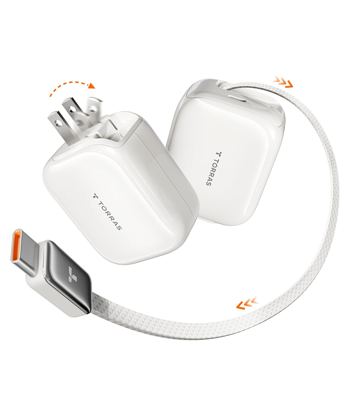 TORRAS FlexLine 35W USB C Charger, Dual-Port GaN Retractable Charger
