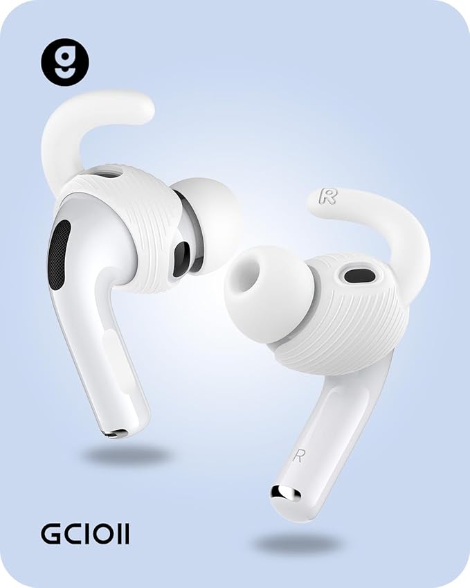 Gcioii 3 Pairs for AirPods Pro 3 Ear Hooks Covers (2025) [Added Storage Pouch] Anti Slip Sport Ear Tips Accessories Compatible with Apple AirPods Pro 3rd Generation (White)