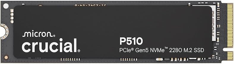 Crucial P510 PCIe Gen5 NVMe 1TB SSD, Up to 11,000MB/s, TLC NAND, Laptop & Desktop (PC) Compatible, for Gamers & Creatives, Solid State Drive – CT1000P510SSD8-01