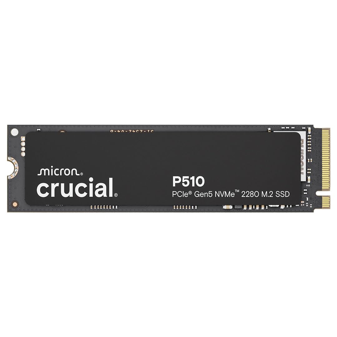 Crucial P510 PCIe Gen5 NVMe 2TB SSD, Up to 10,000MB/s, TLC NAND, Laptop & Desktop (PC) Compatible, for Gamers & Creatives, Solid State Drive – CT2000P510SSD8-01