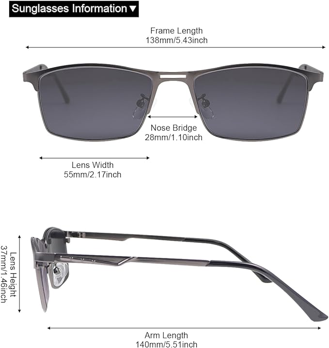 Polarized Nearsighted Sunglasses Tinted Gray for Men Women Myopia Distance Driving Glasses Shortsighted Eyeglasses Blue Light Blocking UV400 Protection Outdoor Shades Full-Rim Frame Anti Glare Eyewear