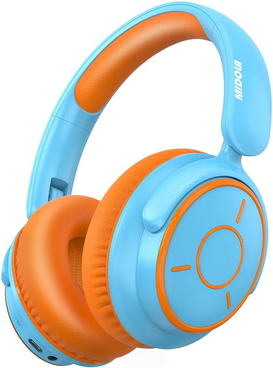 MIDOLA Kids Headphones Bluetooth 5.4 Wireless Volume Limited 85/94dB Hearing Protection Over Ear 68 Hours Playtime Foldable Lightweight Headset Built-in Mic for Toddler Child Travel School Sky Blue