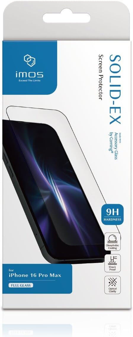 imos Screen Protector for iPhone 16 Pro Max / 16 Pro / 16 / 16 Plus, 2.5D Highly Transparent Extremely Fine Black Edge Tempered Glass (AGbc), Scratch & Drop Resistant, Easy Installation (iPhone 16 Pro Max)