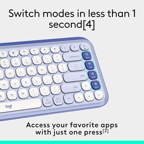 Logitech POP ICON Keys Wireless Bluetooth Keyboard - Lilac and Off-White