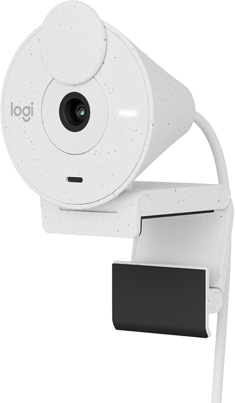 Logitech Brio 300 Full HD Webcam, 1080p, Auto Light Correction, Noise reducing mic, Privacy Shutter, USB-C, Works with Microsoft Teams, Google Meet, Zoom, for Streaming and Video Calling - White