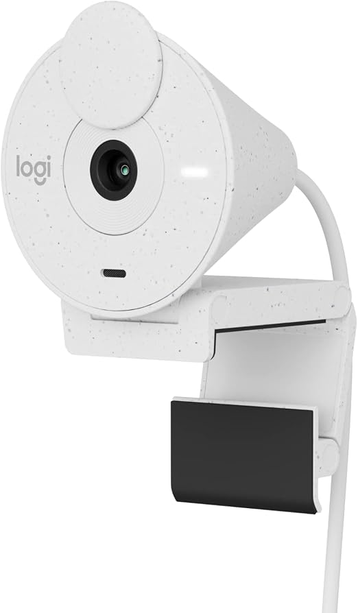 Logitech Brio 300 Full HD Webcam, 1080p, Auto Light Correction, Noise reducing mic, Privacy Shutter, USB-C, Works with Microsoft Teams, Google Meet, Zoom, for Streaming and Video Calling - White