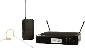 Shure BLX14R/MX53 Rack-Mount Earset Audio System H9 Band (512–542 MHz) – BLX4R Receiver, BLX1 Bodypack & MX153 Earset Mic, Up to 14 Hr Battery, 300 ft Range
