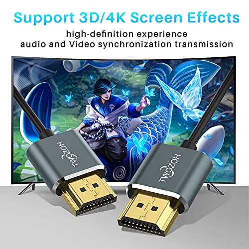 Twozoh Slim 4K HDMI Cable 1FT 5 Pack, Ultra Thin & Flexible Skinny HDMI to HDMI 2.0 Cord Support 4K/60HZ 18gbps Laptop, Monitor, PS5, PS4, Xbox One, Fire TV