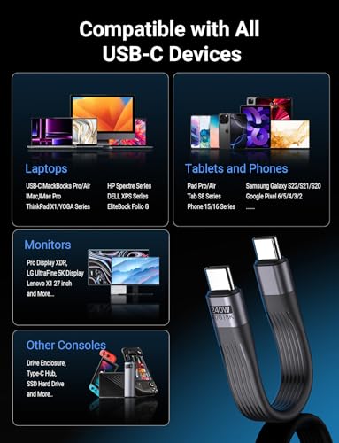 240W Short USB-C Cable with USB4 40Gbps Data Transfer - Image 6