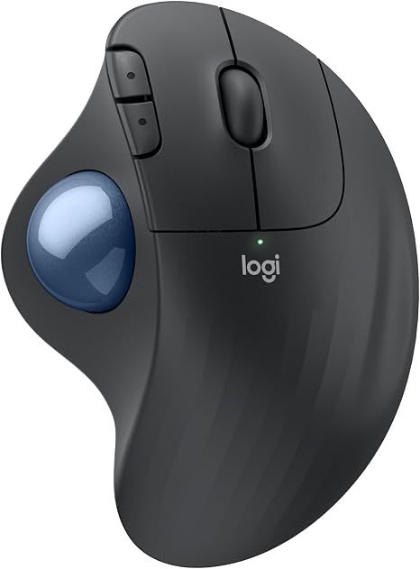 Logitech Ergo M575S Wireless Trackball Mouse, Wireless Ergonomic Mouse with Bluetooth and Encrypted Dongle, Comfortable Thumb Control for PC/Mac - Graphite Blue Ball (Renewed)