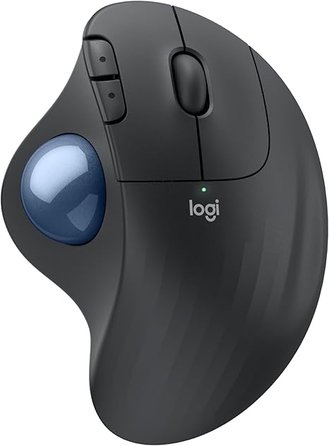 Logitech Ergo M575S Wireless Trackball Mouse, Wireless Ergonomic Mouse with Bluetooth and Encrypted Dongle, Comfortable Thumb Control for PC/Mac - Graphite Blue Ball (Renewed)