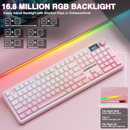 Aula F108 PRO - Wireless Mechanical Keyboard with Screen & Knob,Full Size Keyboard with 8000mAh Battery,Pre-lubed Switches,RGB Backlit Hot Swappable Custom Gaming Keyboards (Renewed) - Image 8