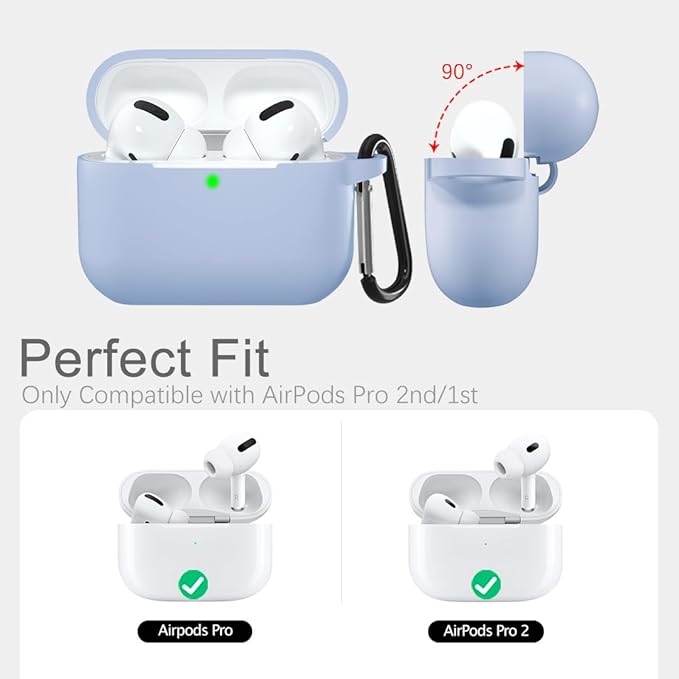 Lerobo Compatible with AirPods Pro 2 Case Cover,Shockproof Full Protective Cover Case for Airpod Pro Supports Wireless Charging with Carabiner Front LED Visible,Lilac