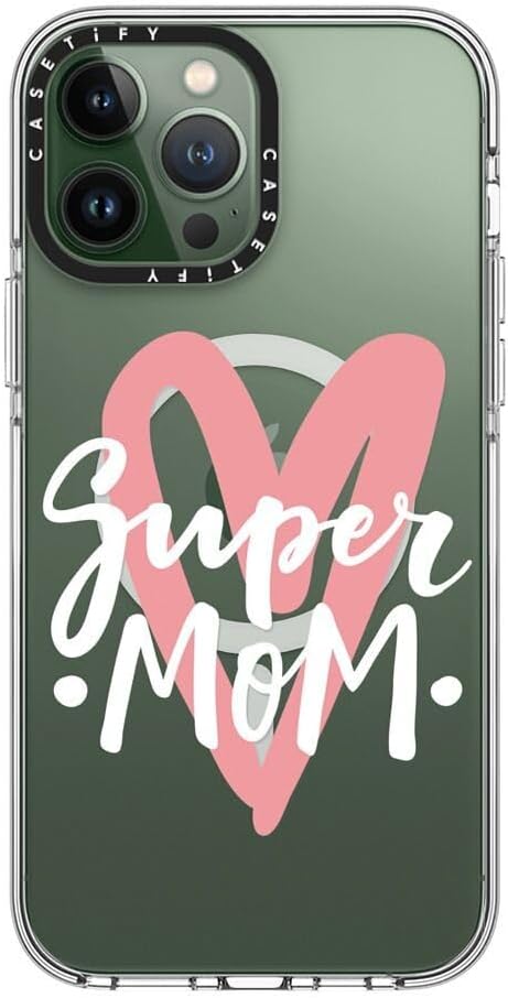 CASETiFY Clear iPhone 13 Pro Max Case [Not Yellowing / 6.6 ft. 3X Military Grade Drop Protection/Compatible with Magsafe] - Super mom. Mother's Day - Clear