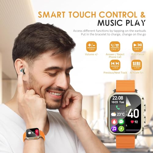 Smart Watch with Earbuds,2-in-1,Touchscreen,for iOS Android