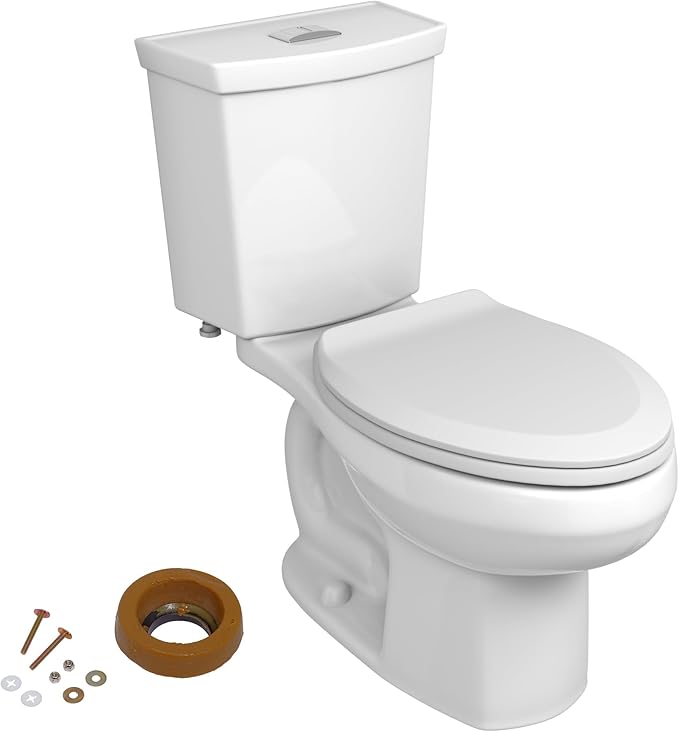 American Standard 606CA002.020 H2Option Two-Piece Toilet with Toilet Seat and Wax Ring, Elongated Front, Standard Height, Dual Flush, White, 0.92 - 1.28 gpf