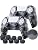 YoRHa Grip Texture Silicone Skin for PS5 Controller x 2(Grey Camouflage) with Pro Thumb Grips x 8