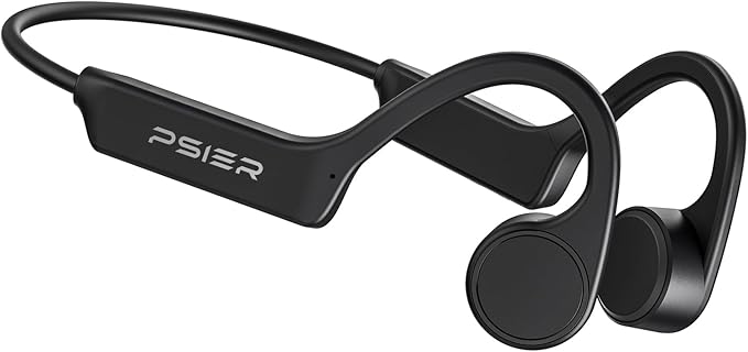 PSIER Bone Conduction Headphones, Bluetooth 5.4 Open Ear Headphones, 10H Playtime Bone Conduction Earbuds with Mic, IPX6 Waterproof Running Headphones for Hiking, Cycling, Gym (Black)