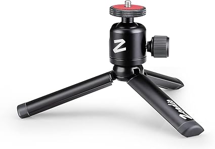 Zeadio Metal Mini Tripod + Ball Head Mount, with 1/4 Inch Screw Desktop Tabletop Stand Tripod, Fits for Smooth 4, Osmo Mobile, Vimble 2, Gimbal Handle Grip Stabilizer and All Cameras