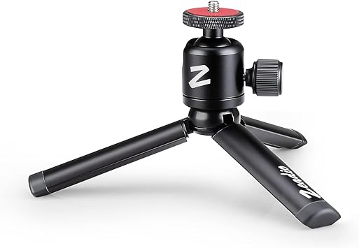 Zeadio Metal Mini Tripod + Ball Head Mount, with 1/4 Inch Screw Desktop Tabletop Stand Tripod, Fits for Smooth 4, Osmo Mobile, Vimble 2, Gimbal Handle Grip Stabilizer and All Cameras