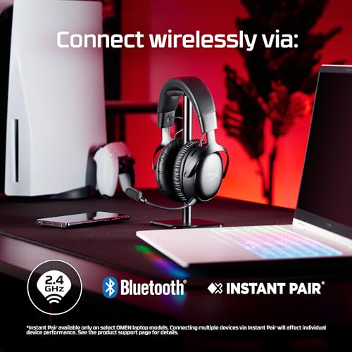 HyperX Cloud III S – Wireless Gaming Headset for Multi-Platform, 2.4GHz, Bluetooth, Battery Life up to 120 Hours 2.4GHz / 200 Hours Bluetooth, 53mm Angled Drivers, Detachable Mic – Black