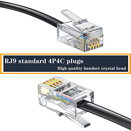 Telephone Handset Cord,Coiled Wire 8Ft Uncoiled / 1.4Ft Coiled Landline Phone Handset Cable RJ9 4P4C Telephone Accessory (Cord+Detangler)