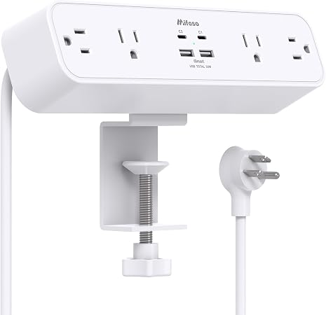 Mifaso PD30W Desk Clamp Power Strip, Surge Protector, Fast Charging Station