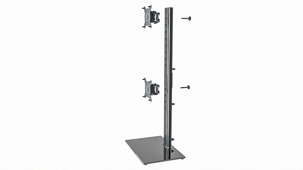 Dual Monitor Stand - Vertical Stack Screen Free-Standing Monitor Riser Fits Two 13 to 34 Inch Screen with Swivel, Tilt, Height Adjustable, Holds One (1) Screen Up to 44Lbs