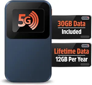 SIMO Solis Edge, 5G WiFi Hotspot with 1GB/Monthly + 30GB Global Data