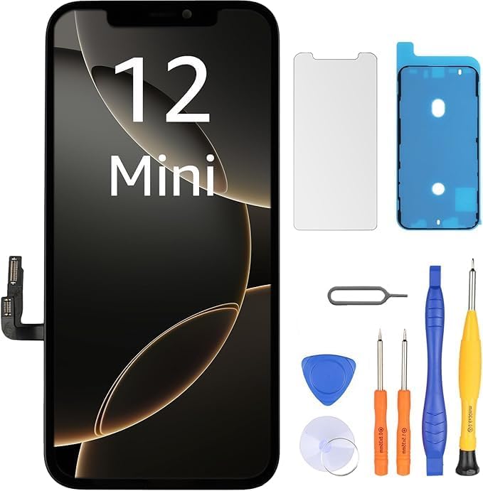 LL TRADER Screen Replacement for iPhone 12 Mini LCD Retina 5.4'' FHD Display COF Touch Screen Digitiser with Repair Tool Kits, Waterproof Tape, Screen Protector 2025 New for USA