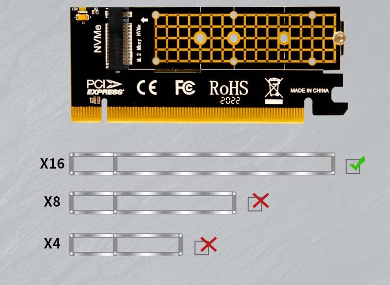 PCIe Adapter for M.2 NVMe Mkey, PCI-e 4.0 X4 Card Supports NGFF M2 M-Key SSD of Length 2280,2260,2242,2230, PCIe NVMe Adapter