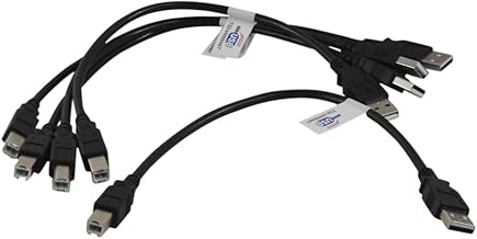 5 Pack of Your Cable Store Black 1 Foot USB 2.0 Male A to Male B Printer/Scanner Cables