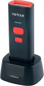VOTTAN Bluetooth QR Barcode Scanner with Charge Stand, 1D 2D PDF417 UPC Pocket Bar Code Reader, 3-in-1 Rechargeable Automatic Scan Wireless Barcode Scanner for POS, PC, iOS, Android