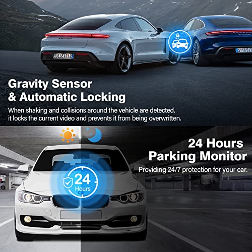 Miden 4K+2.5K Dash Cam Front and Rear,Free 64G SD Card,2160P+1600P UHD Dual Dash Camera for Cars,176°+160°Wide Angle,3.5 ''IPS Screen Dashcam,Loop Recording,G-Sensor,Night Vision,24H Parking Monitor