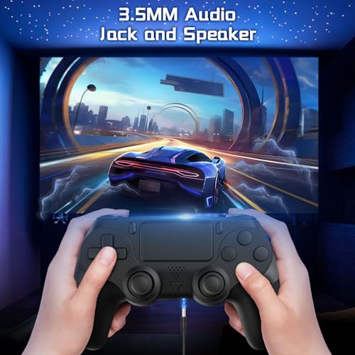 Huniquedec 2 Pack Wireless Controller for PS4/Pro/Slim/PC with Non-Slip Grip and Dual Vibration, Ergonomic Grip,USB-C Cable, Compatible with playstation 4 (Black and White)