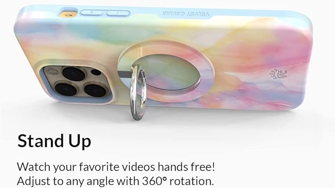 VELVET CAVIAR Compatible with MagSafe Phone Grip - Magnetic Ring Holder with Adjustable Stand - Removable MagSafe Accessories for iPhone 16, 15, 14, 13, 12 (Pastel Tie Dye)