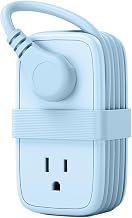 NTONPOWER Travel Power Strip,Travel Essentials 4 Outlets 3 USB(1 C) with 4FT Wrapped Extension Cord Flat Plug, Cruise Essentials 2026 for Hotel Travel Cruise Essentials, Blue - Image 1