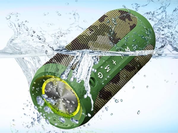 EDUPLINK Bluetooth Speaker IPX7 Waterproof Wireless Speaker with Bass 20H Playtime TWS Stereo Pairing Portable Outdoor Speakers for Beach Camping Travel Gifts for Men Boys Teens Camouflage