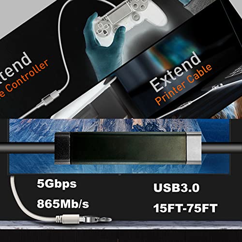 YOTETION USB 3.0 30FT A to USB A Male Cable, USB Cord Compatible with Hard Drive Enclosures, DVD Player, Hard Drive Enclosures, DVD Player, TV, Flash Drive, Hub, Monitor, Speaker and More