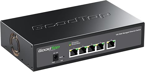 5-Port 10G Managed Switch, Powered by Noctua Silent Fan, Metal Housing