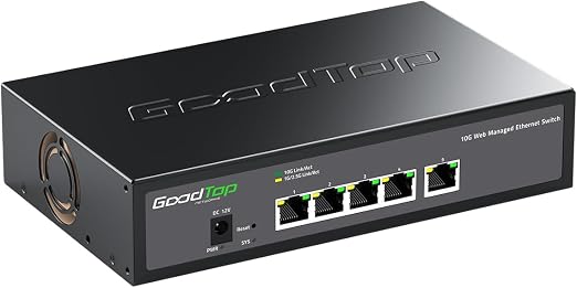 5-Port 10G Managed Switch, Powered by Noctua Silent Fan, Metal Housing