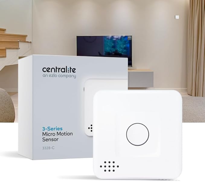 by Ezlo Micro Motion Sensor - Home Automation and Security - Lighting Scenes, Security Alarm, Alerts upon Motion Detection - Zigbee