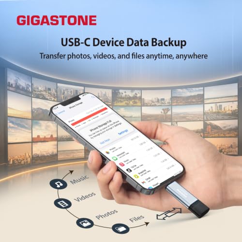 Gigastone 1TB USB-C+A Portable SSD USB 3.2 Gen 2 Up to 1,050MB/s for iPhone 4K ProRes Recording/PS5/MacBook/iPad/Android/Laptop/OTG USB 3-Year Warranty External Solid State Drive