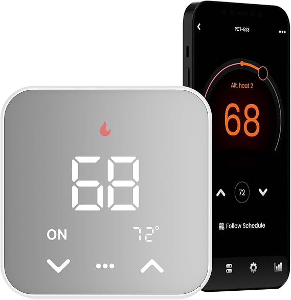 Smart Thermostats for Home, WiFi Thermostats Compatible with Alexa and Google Assistant,7day x 8period Programmable Control Tuya/Smart Life, Energy Saving, C-Wire Require